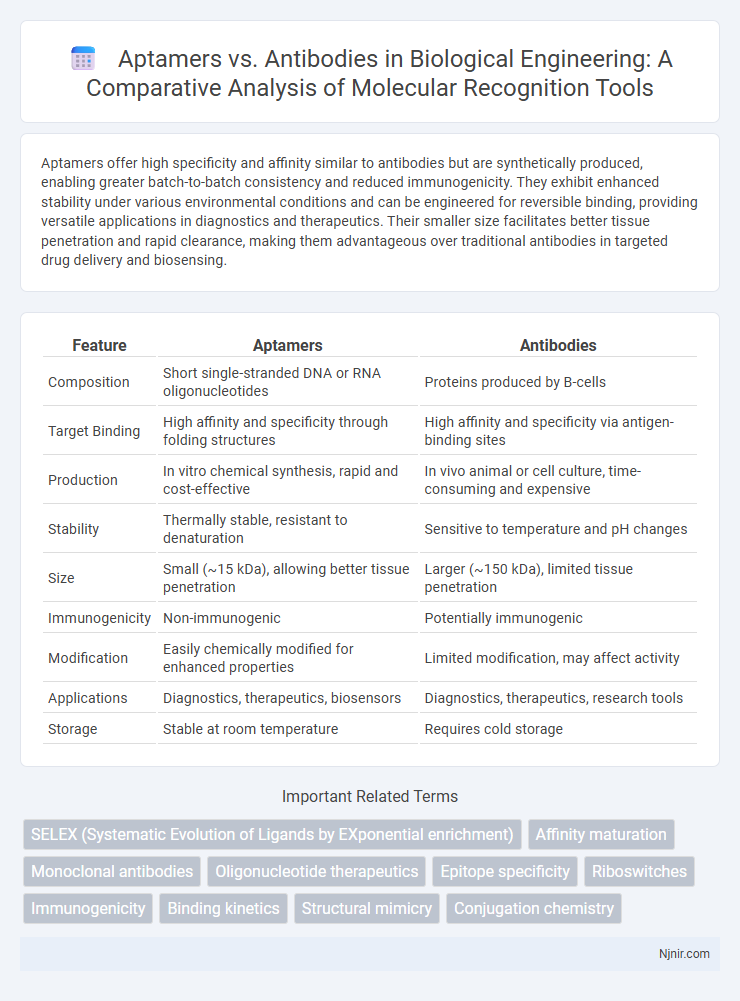 Aptamers vs. Antibodies in Biological Engineering: A Comparative Analysis of Molecular Recognition Tools