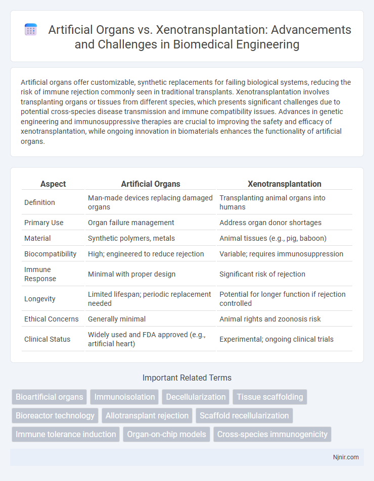 Artificial Organs vs. Xenotransplantation: Advancements and Challenges in Biomedical Engineering