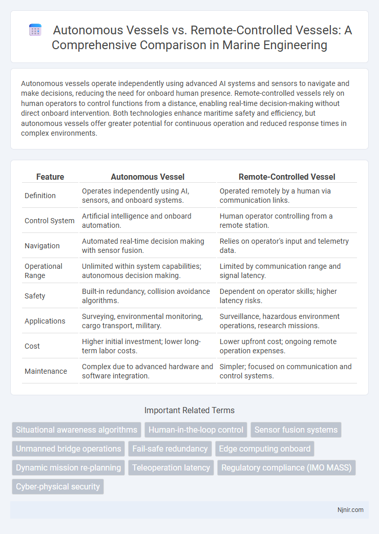 Autonomous Vessels vs. Remote-Controlled Vessels: A Comprehensive Comparison in Marine Engineering