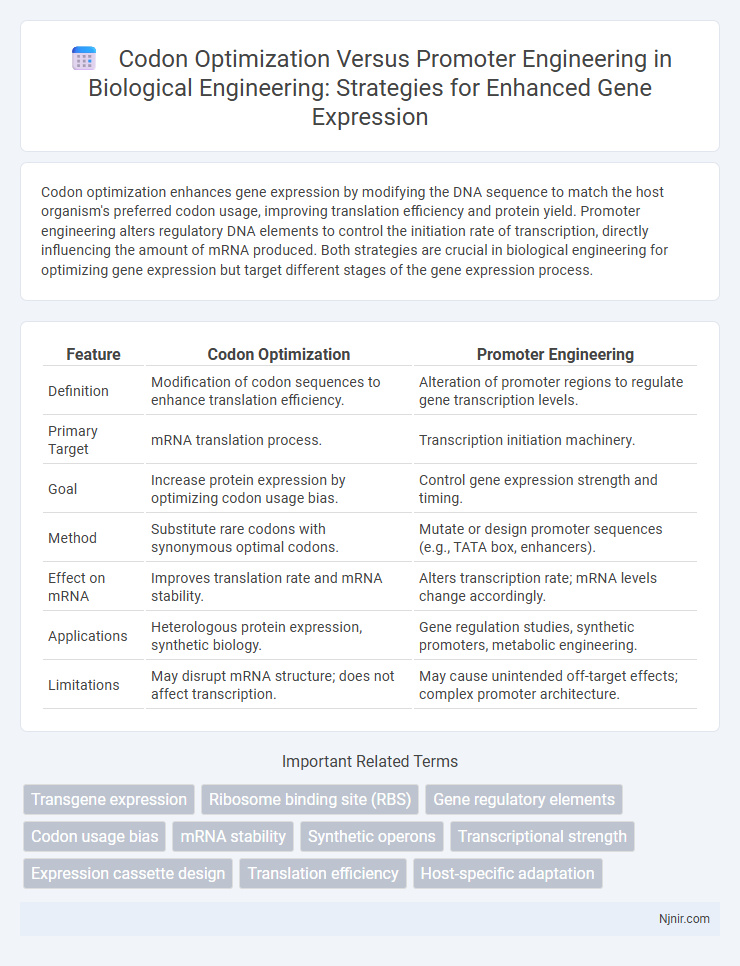 Codon Optimization Versus Promoter Engineering in Biological Engineering: Strategies for Enhanced Gene Expression