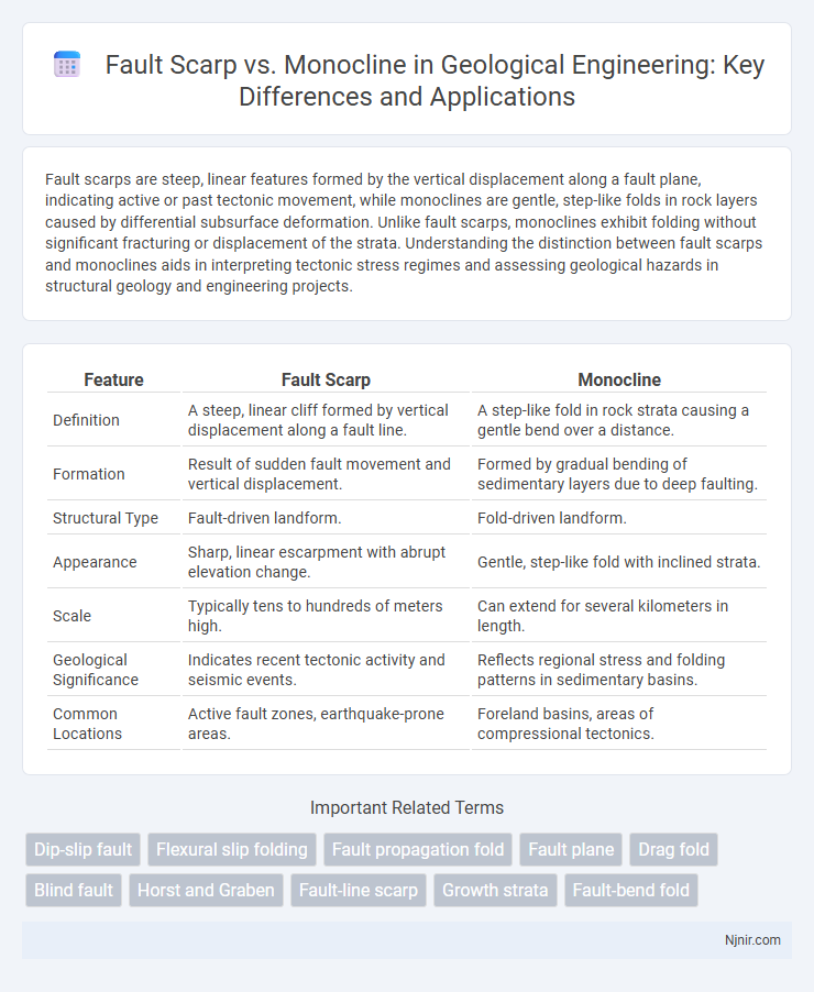 Fault Scarp vs. Monocline in Geological Engineering: Key Differences and Applications