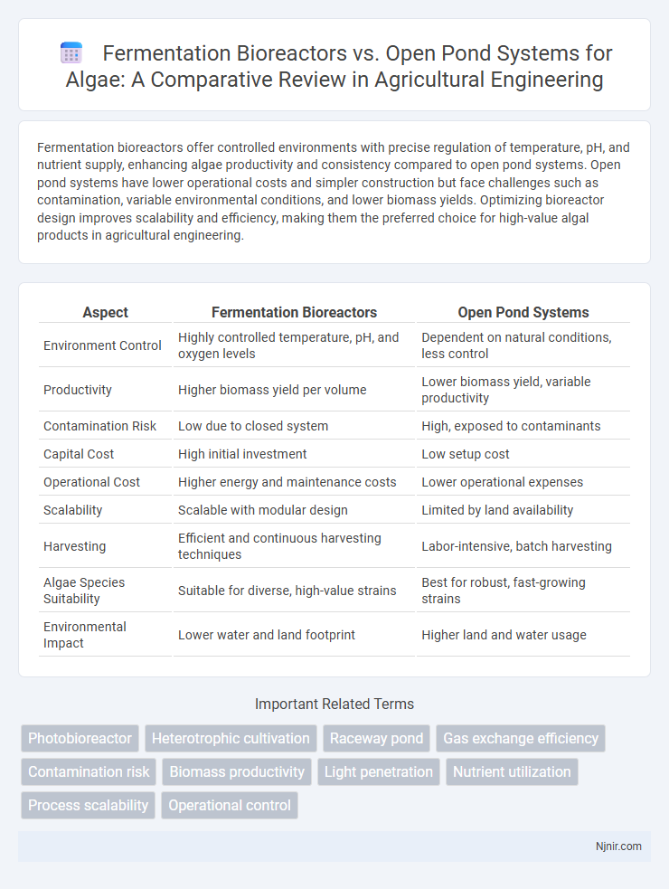 Fermentation Bioreactors vs. Open Pond Systems for Algae: A Comparative Review in Agricultural Engineering