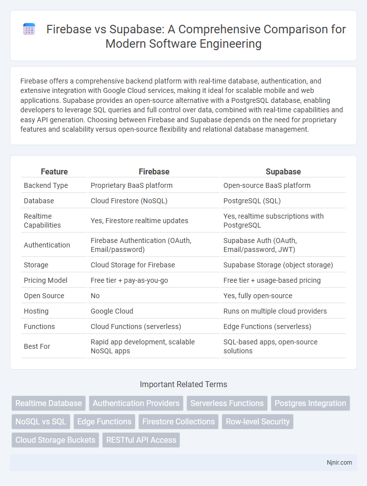 Firebase vs Supabase: A Comprehensive Comparison for Modern Software Engineering