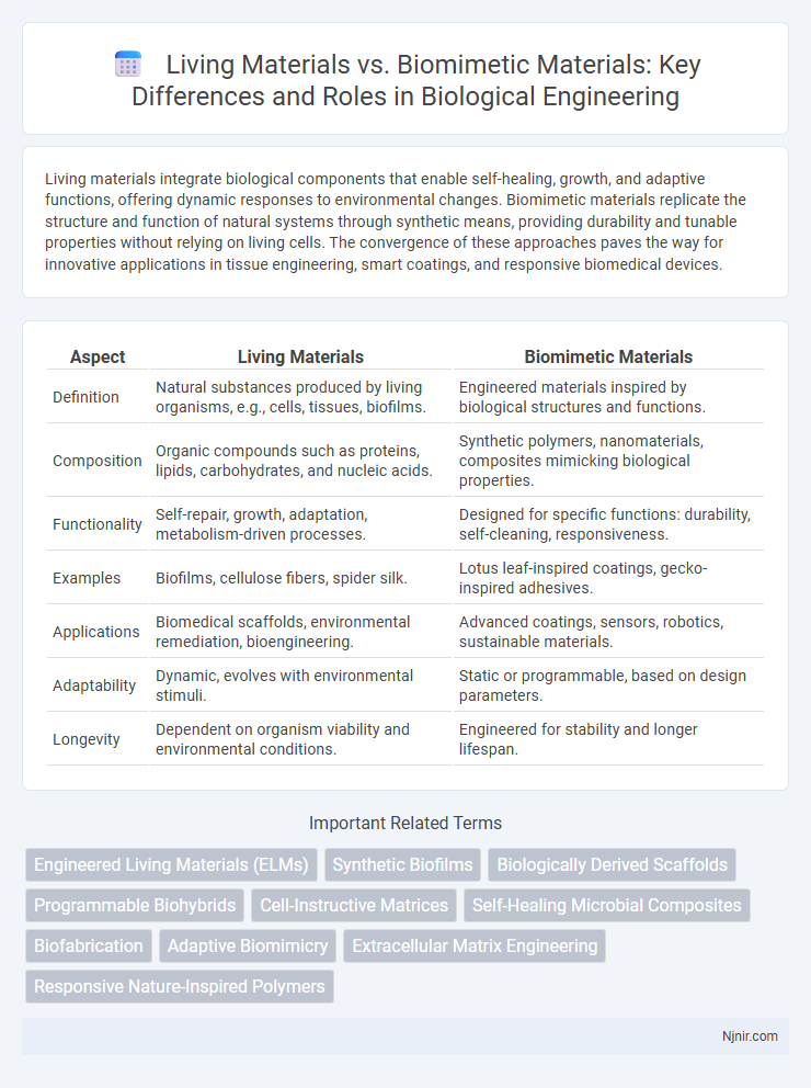 Living Materials vs. Biomimetic Materials: Key Differences and Roles in Biological Engineering