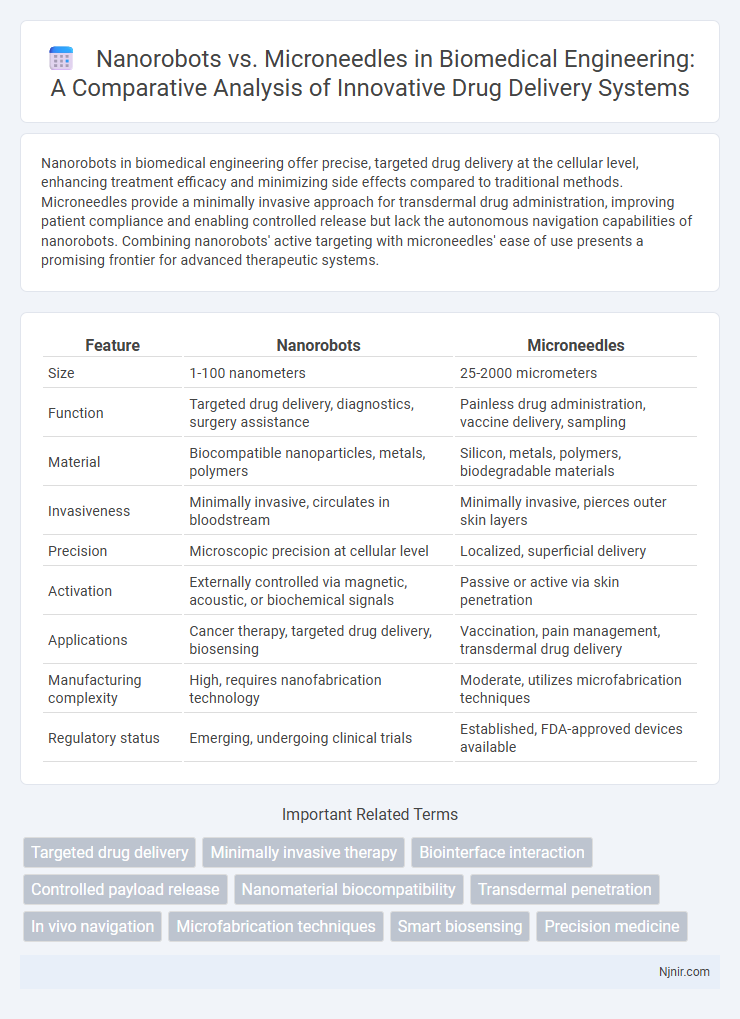 Nanorobots vs. Microneedles in Biomedical Engineering: A Comparative Analysis of Innovative Drug Delivery Systems