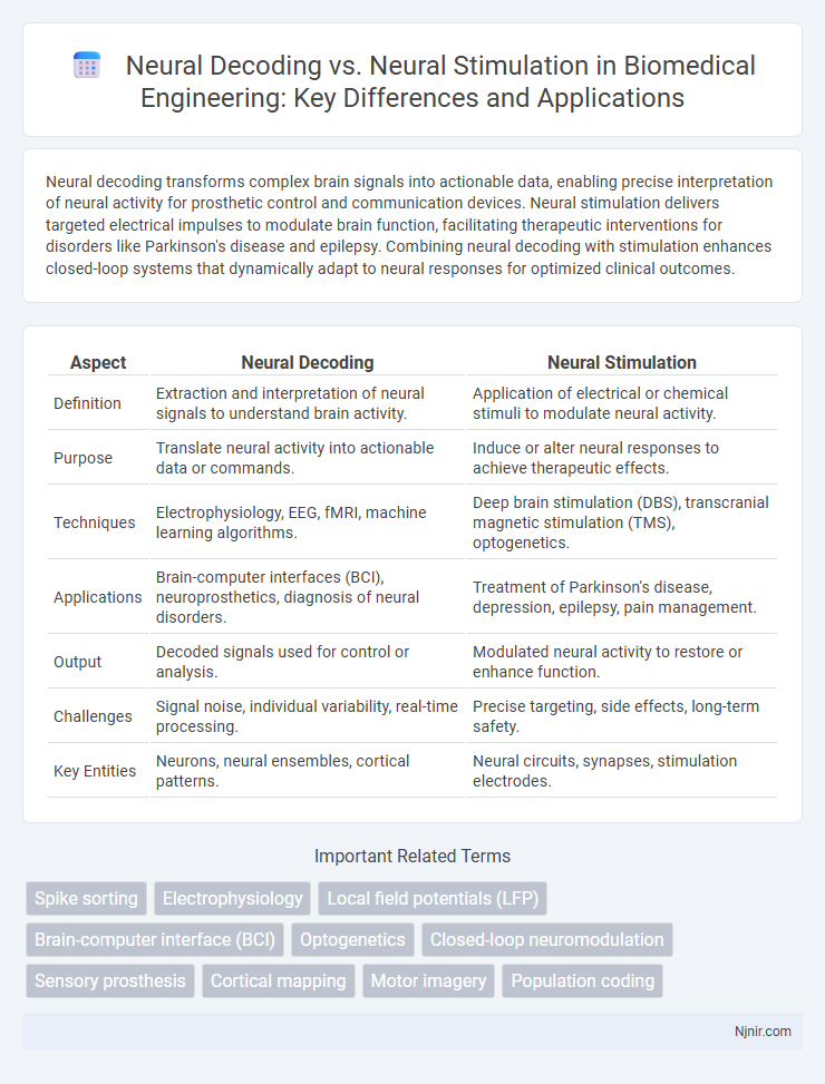 Neural Decoding vs. Neural Stimulation in Biomedical Engineering: Key Differences and Applications