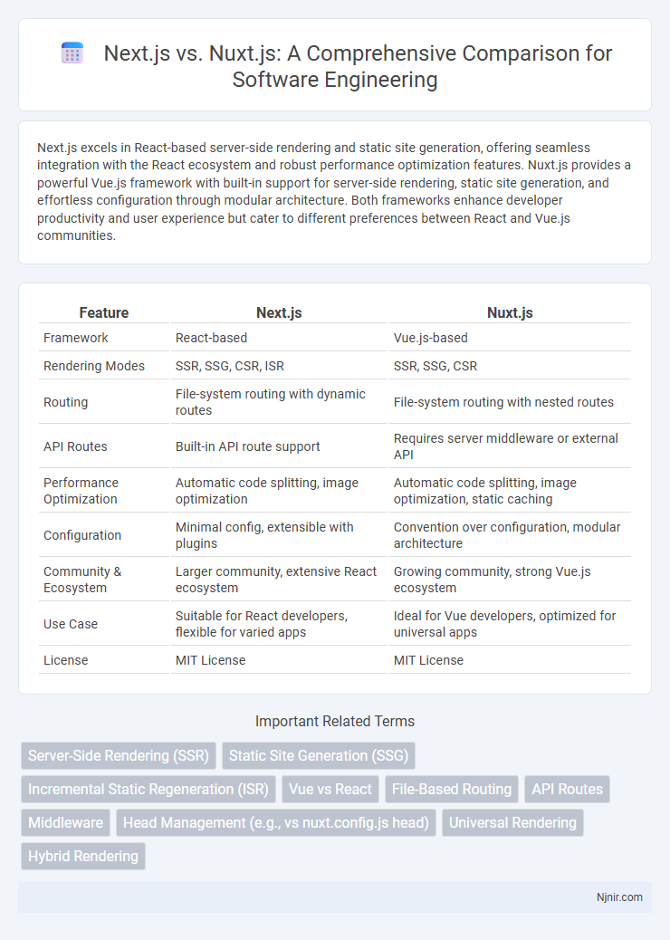 Next.js vs. Nuxt.js: A Comprehensive Comparison for Software Engineering