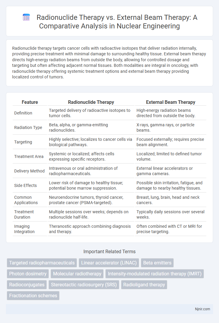 Radionuclide Therapy vs. External Beam Therapy: A Comparative Analysis in Nuclear Engineering