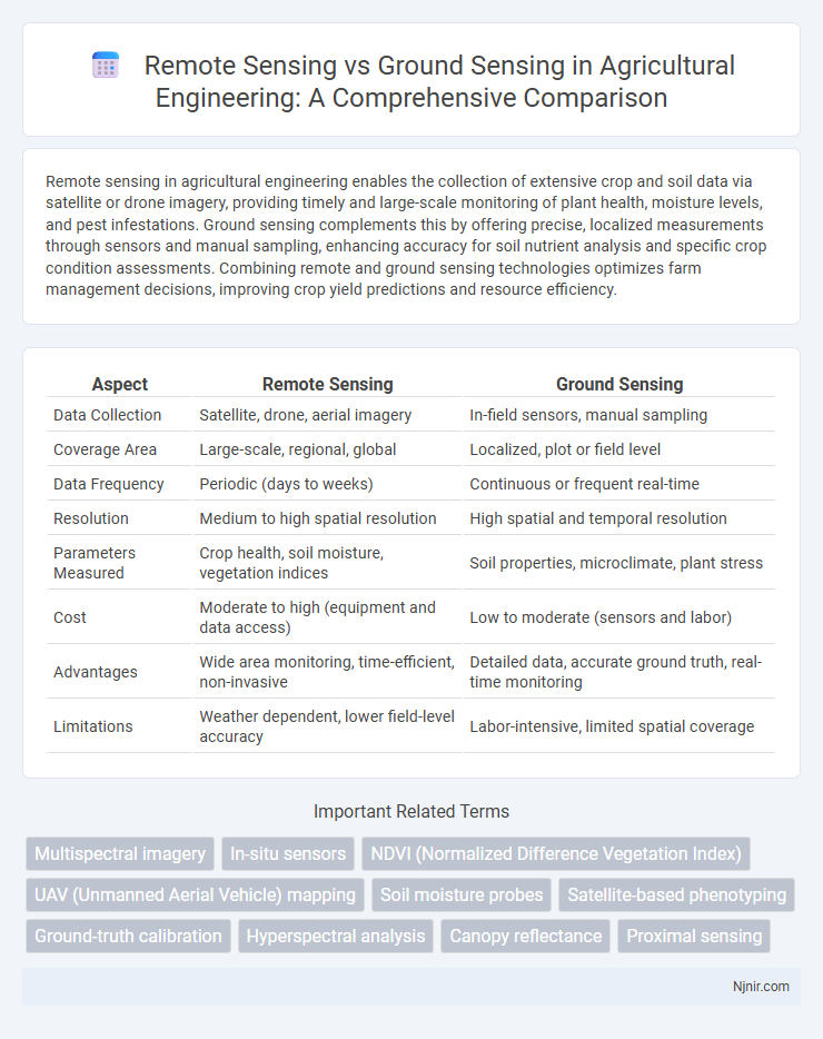 Remote Sensing vs Ground Sensing in Agricultural Engineering: A Comprehensive Comparison