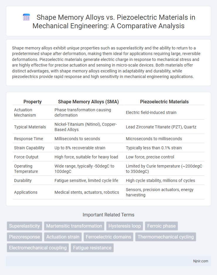 Shape Memory Alloys vs. Piezoelectric Materials in Mechanical Engineering: A Comparative Analysis