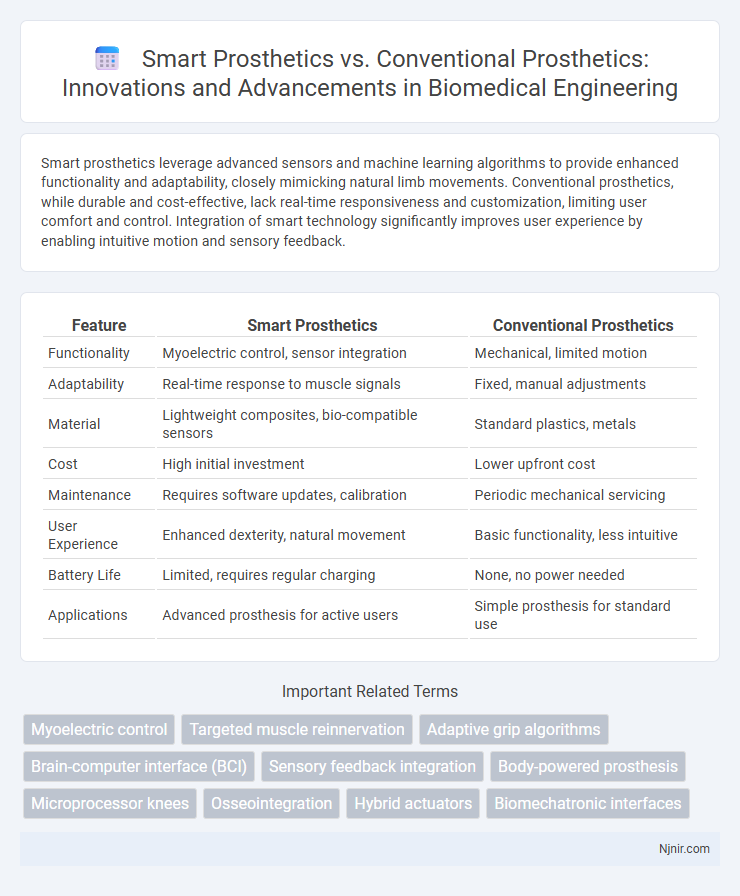 Smart Prosthetics vs. Conventional Prosthetics: Innovations and Advancements in Biomedical Engineering