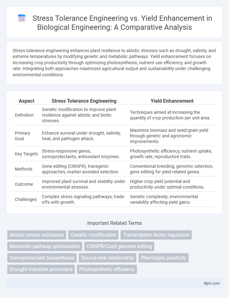 Stress Tolerance Engineering vs. Yield Enhancement in Biological Engineering: A Comparative Analysis