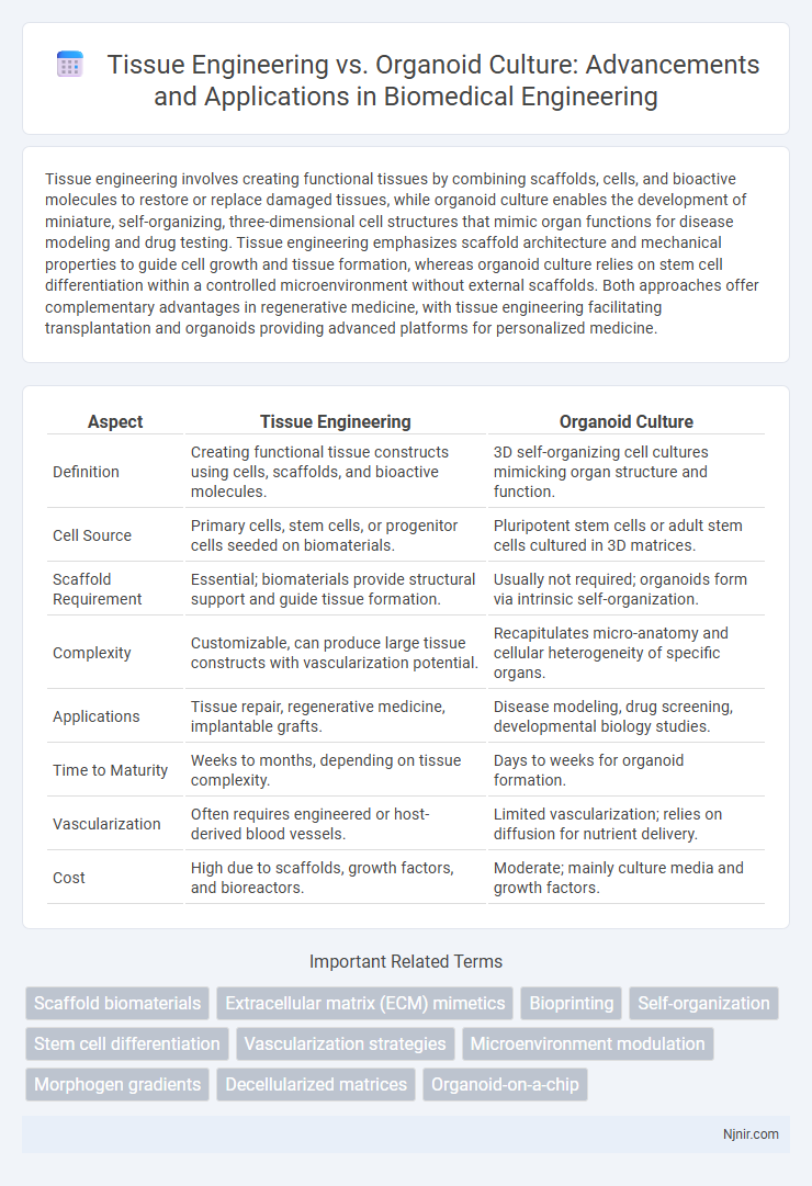 Tissue Engineering vs. Organoid Culture: Advancements and Applications in Biomedical Engineering