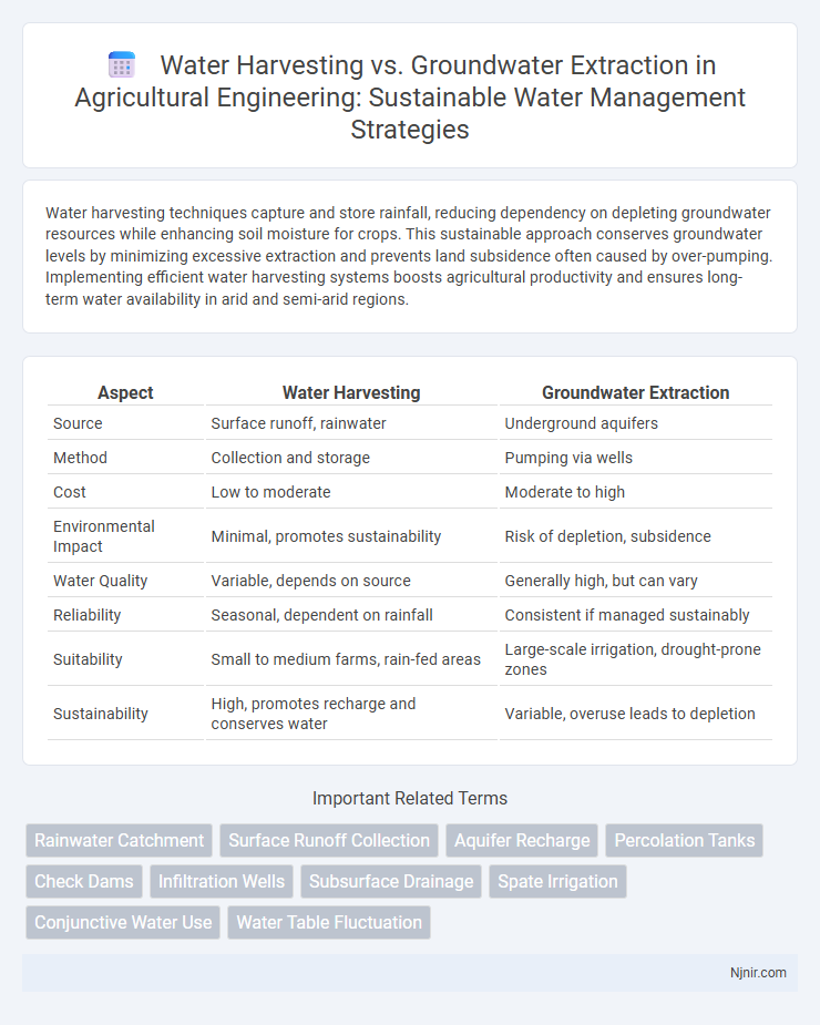 Water Harvesting vs. Groundwater Extraction in Agricultural Engineering: Sustainable Water Management Strategies
