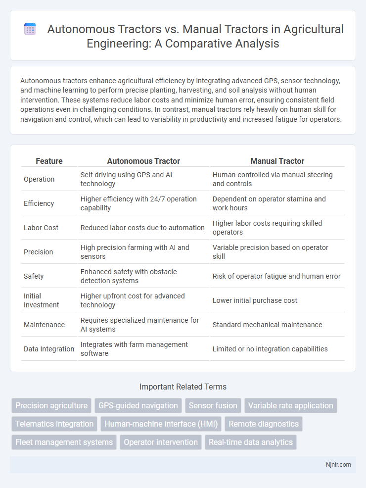 Autonomous Tractors vs. Manual Tractors in Agricultural Engineering: A Comparative Analysis