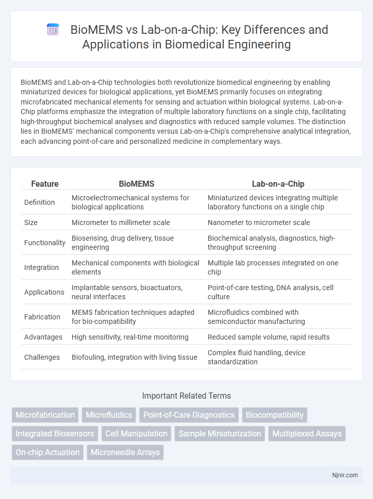 BioMEMS vs Lab-on-a-Chip: Key Differences and Applications in Biomedical Engineering