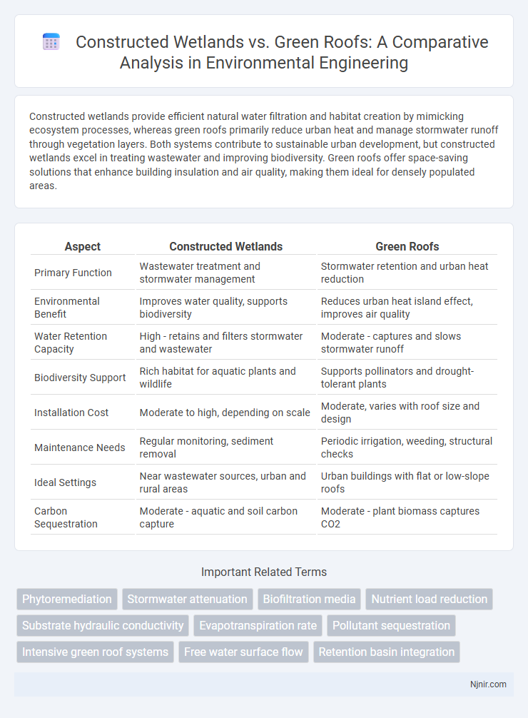 Constructed Wetlands vs. Green Roofs: A Comparative Analysis in Environmental Engineering