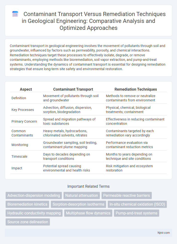Contaminant Transport Versus Remediation Techniques in Geological Engineering: Comparative Analysis and Optimized Approaches