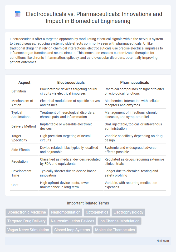 Electroceuticals vs. Pharmaceuticals: Innovations and Impact in Biomedical Engineering