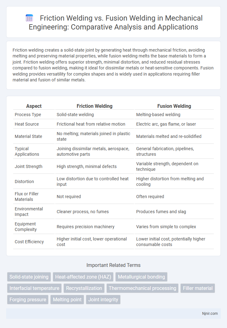 Friction Welding vs. Fusion Welding in Mechanical Engineering: Comparative Analysis and Applications