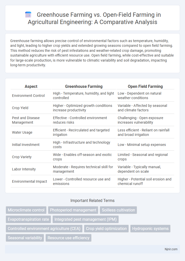 Greenhouse Farming vs. Open-Field Farming in Agricultural Engineering: A Comparative Analysis