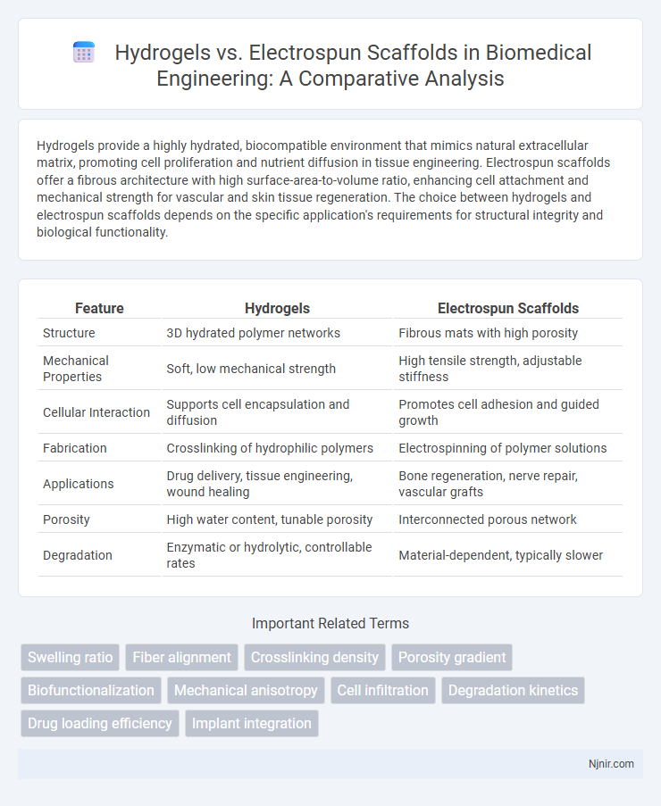 Hydrogels vs. Electrospun Scaffolds in Biomedical Engineering: A Comparative Analysis