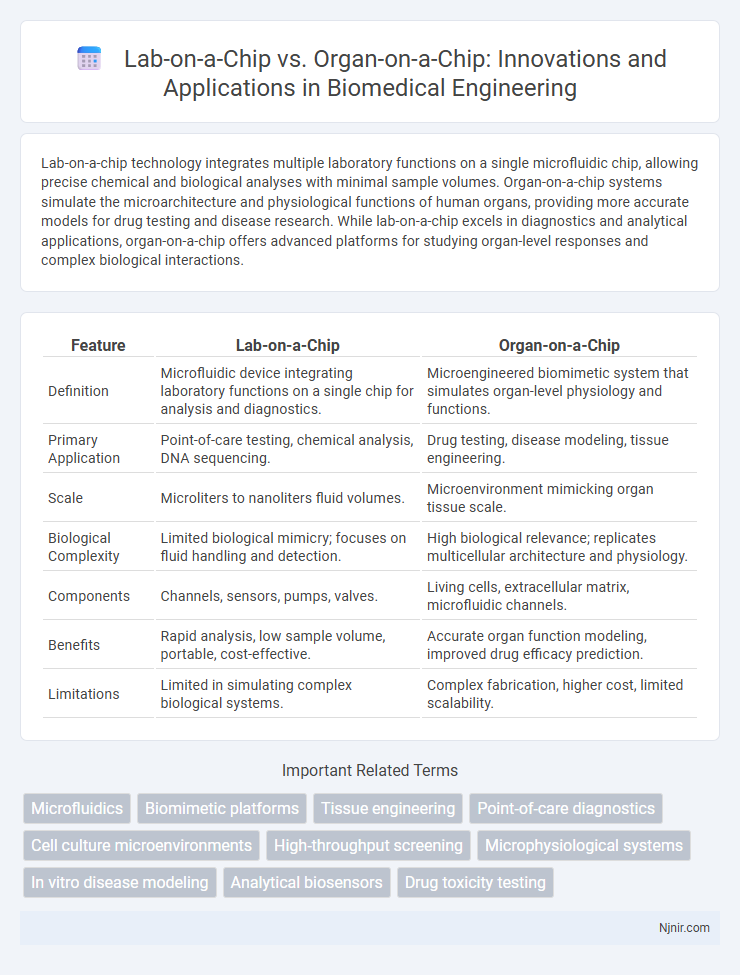 Lab-on-a-Chip vs. Organ-on-a-Chip: Innovations and Applications in Biomedical Engineering