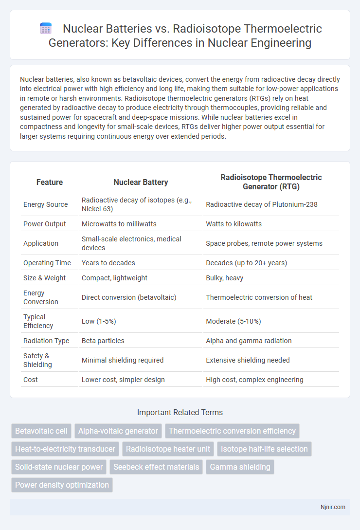 Nuclear Batteries vs. Radioisotope Thermoelectric Generators: Key Differences in Nuclear Engineering