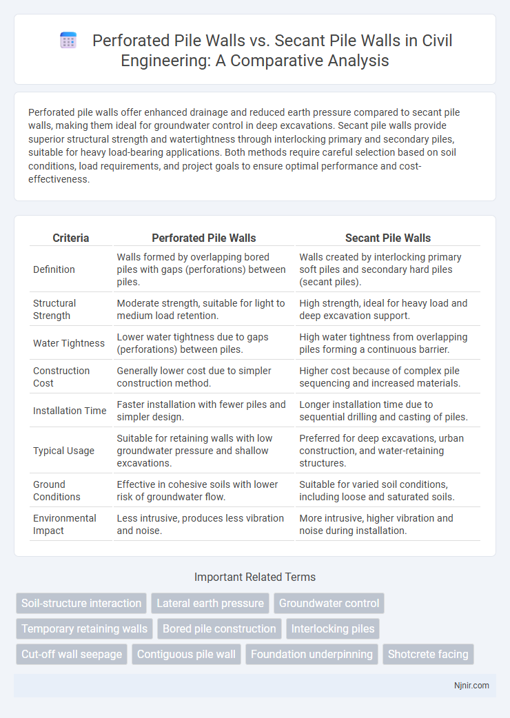 Perforated Pile Walls vs. Secant Pile Walls in Civil Engineering: A Comparative Analysis