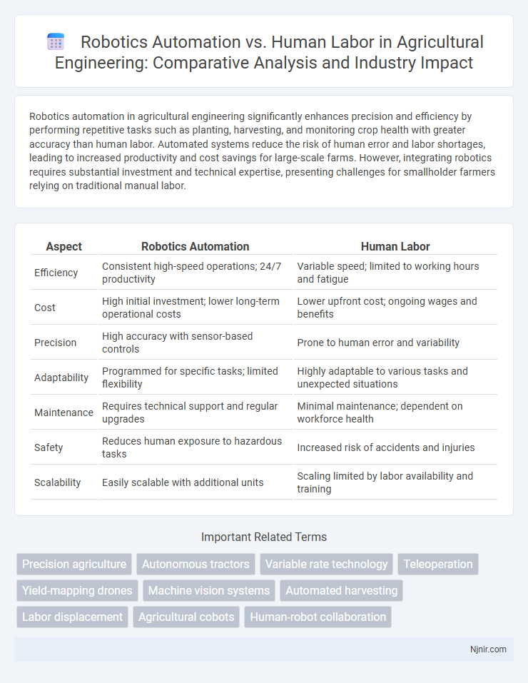 Robotics Automation vs. Human Labor in Agricultural Engineering: Comparative Analysis and Industry Impact