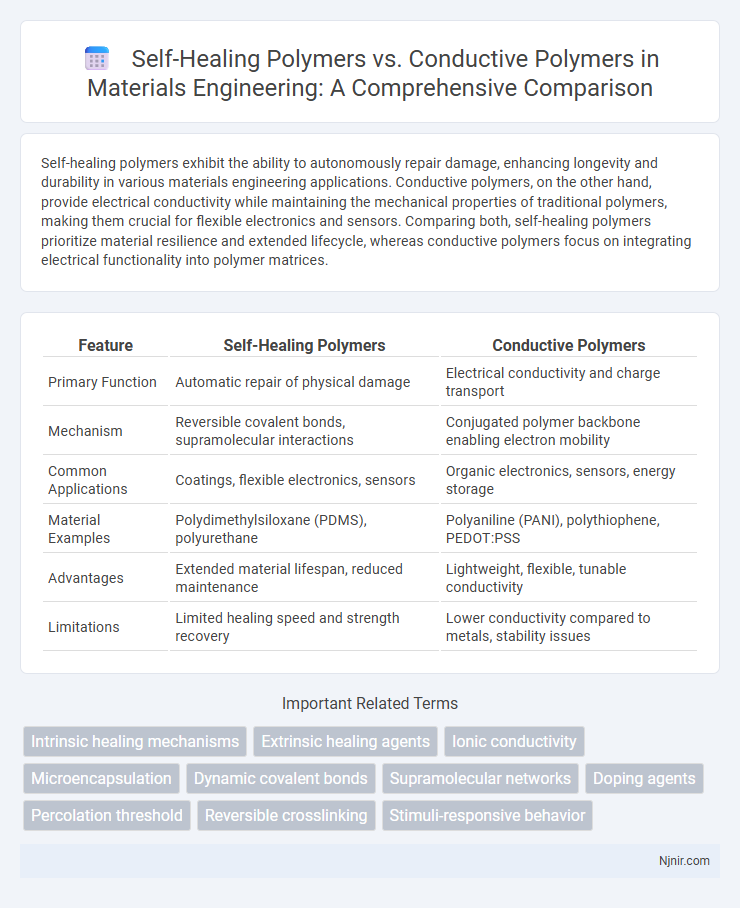 Self-Healing Polymers vs. Conductive Polymers in Materials Engineering: A Comprehensive Comparison