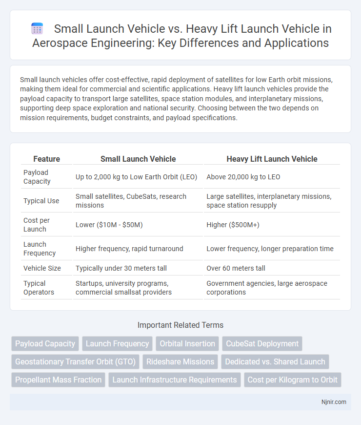 Small Launch Vehicle vs. Heavy Lift Launch Vehicle in Aerospace Engineering: Key Differences and Applications
