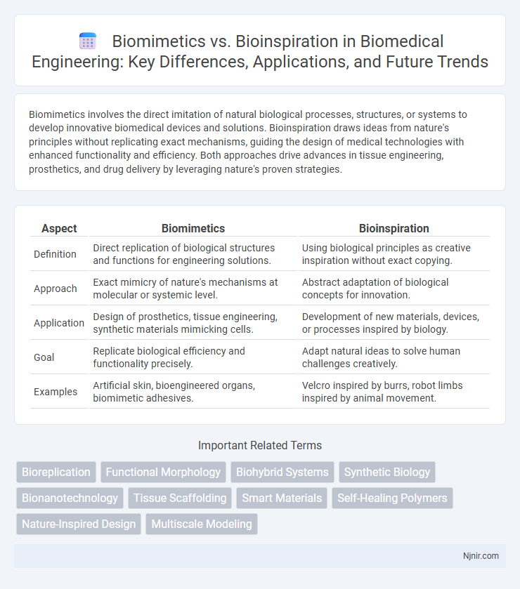Biomimetics vs. Bioinspiration in Biomedical Engineering: Key Differences, Applications, and Future Trends