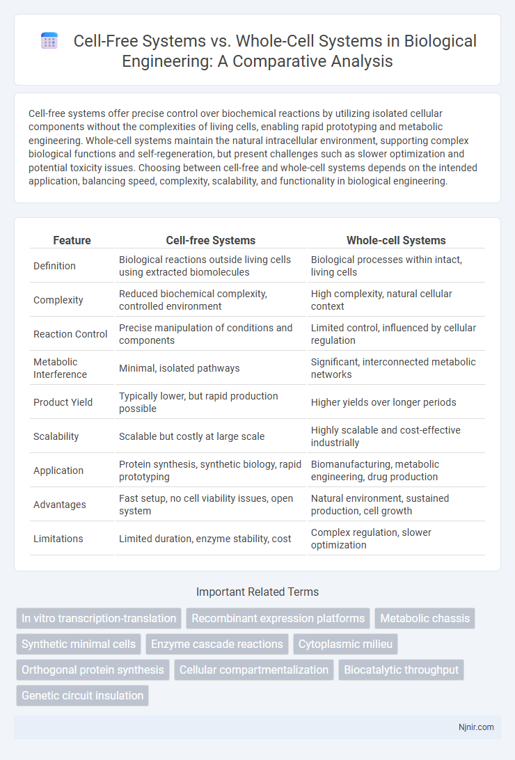 Cell-Free Systems vs. Whole-Cell Systems in Biological Engineering: A Comparative Analysis