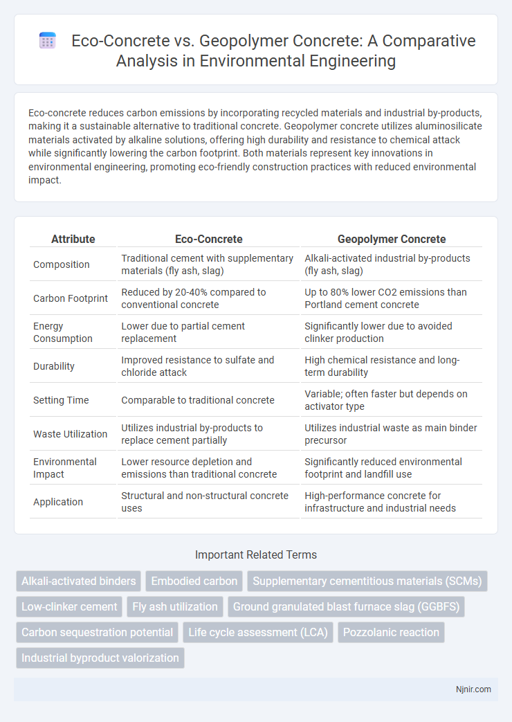 Eco-Concrete vs. Geopolymer Concrete: A Comparative Analysis in Environmental Engineering