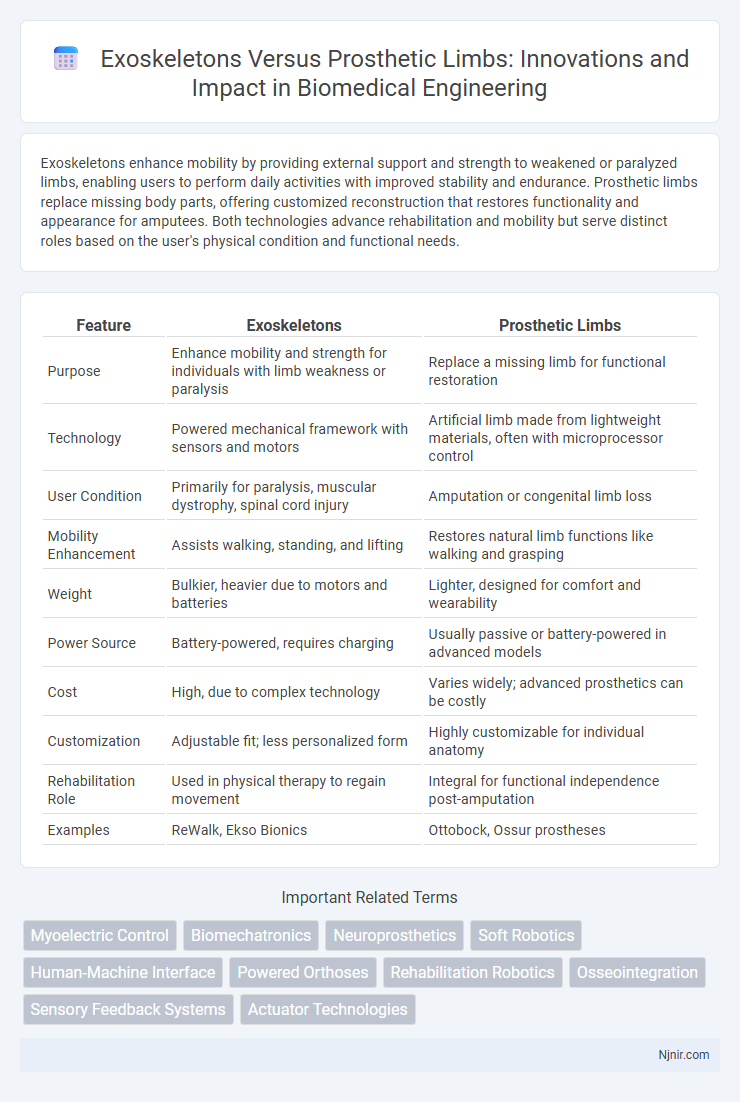 Exoskeletons Versus Prosthetic Limbs: Innovations and Impact in Biomedical Engineering