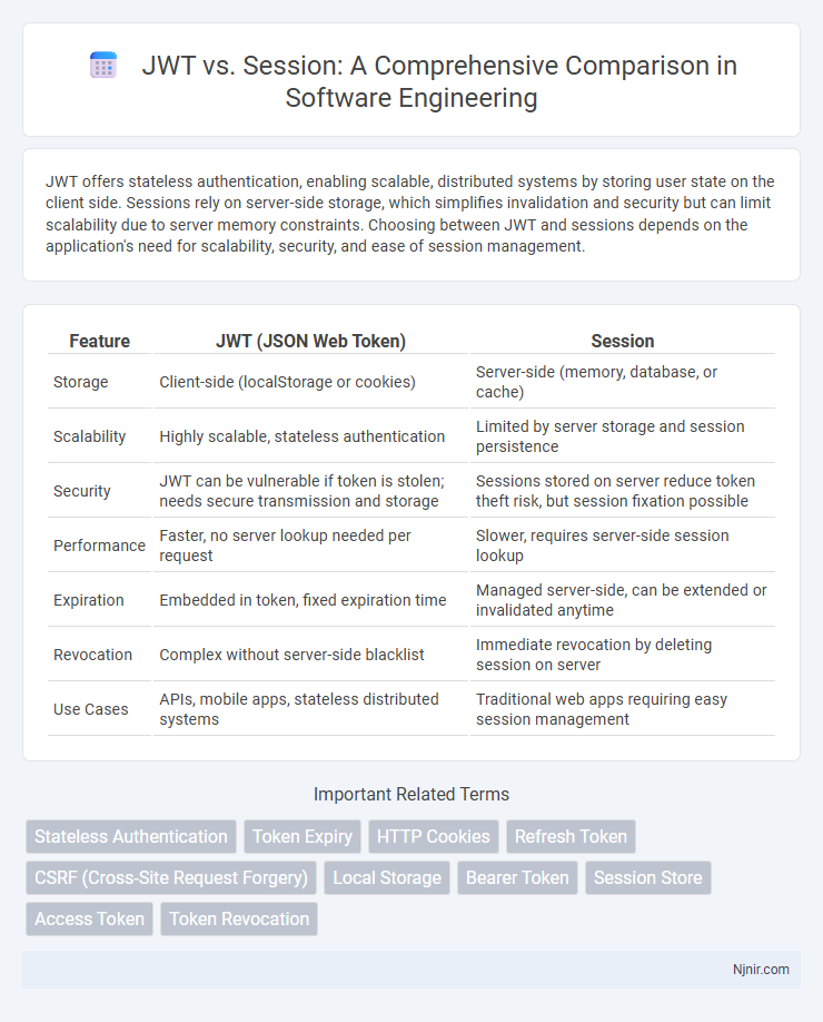 JWT vs. Session: A Comprehensive Comparison in Software Engineering