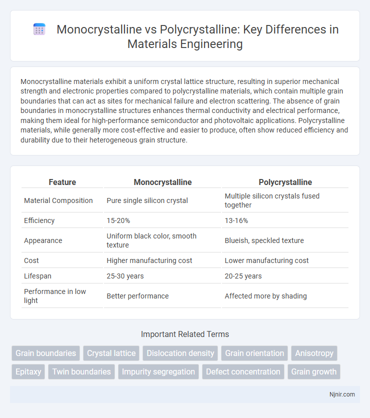 Monocrystalline vs Polycrystalline: Key Differences in Materials Engineering
