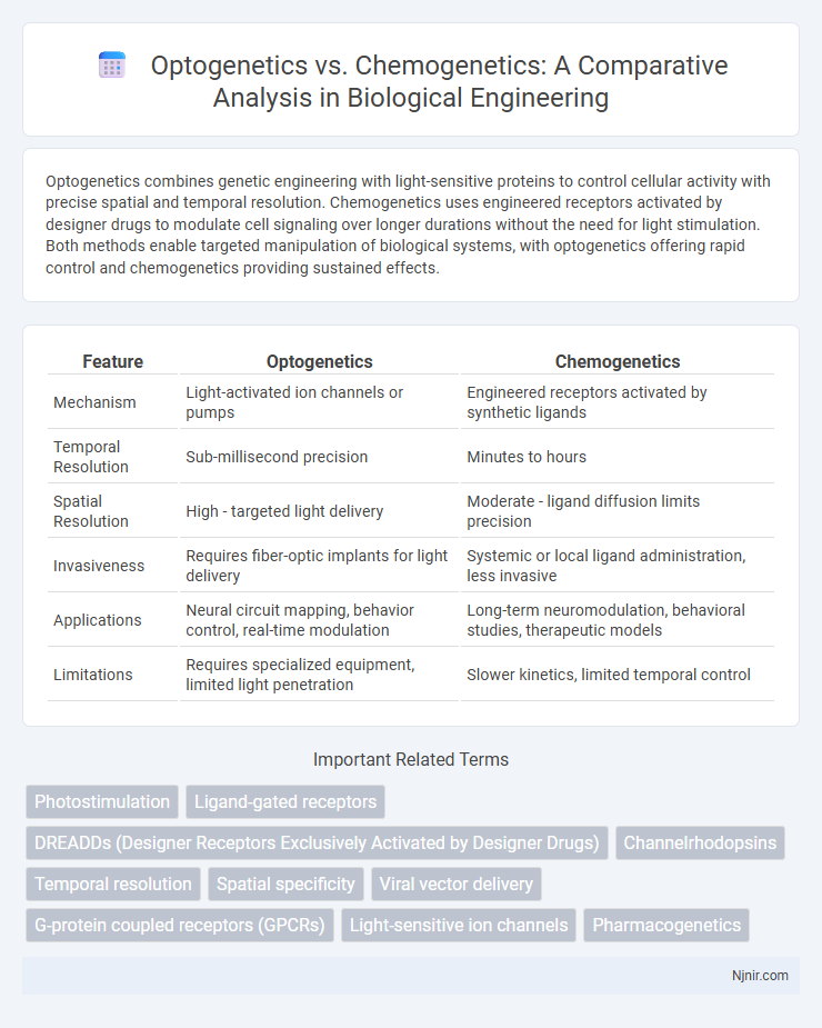 Optogenetics vs. Chemogenetics: A Comparative Analysis in Biological Engineering