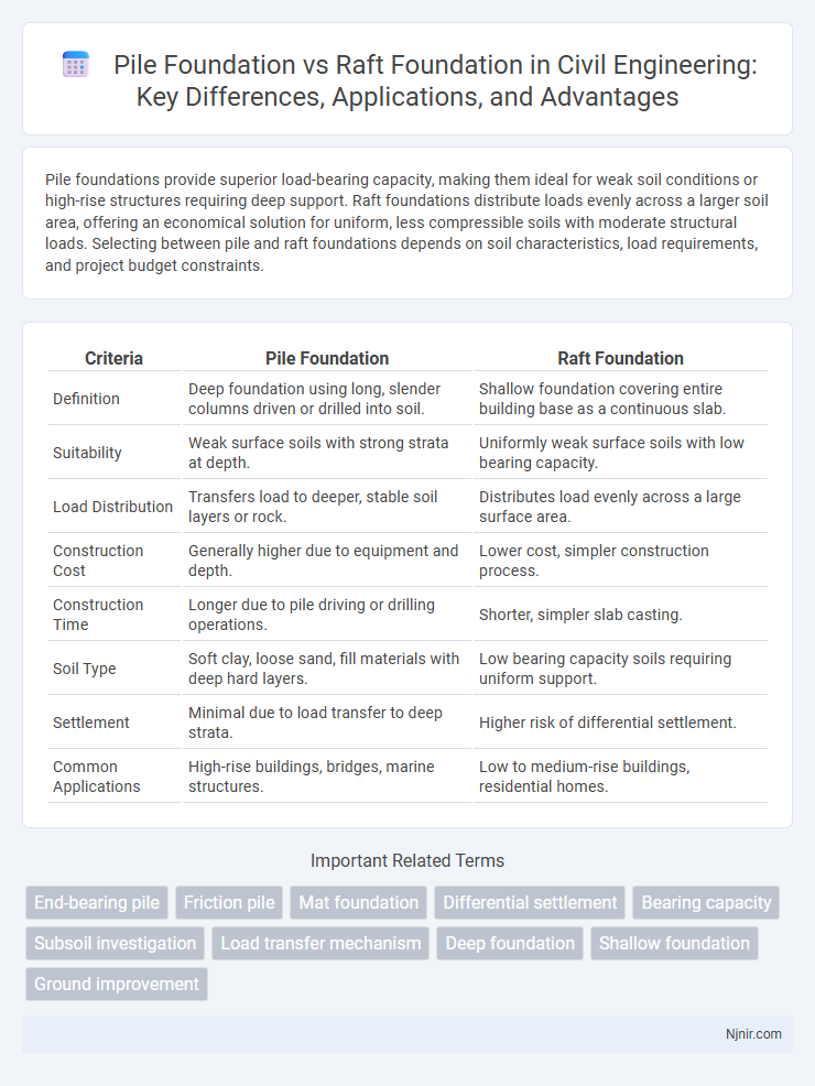 Pile Foundation vs Raft Foundation in Civil Engineering: Key Differences, Applications, and Advantages
