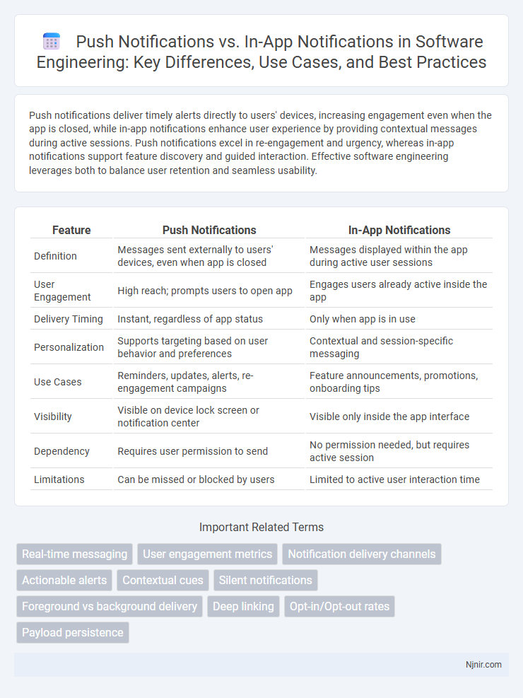 Push Notifications vs. In-App Notifications in Software Engineering: Key Differences, Use Cases, and Best Practices