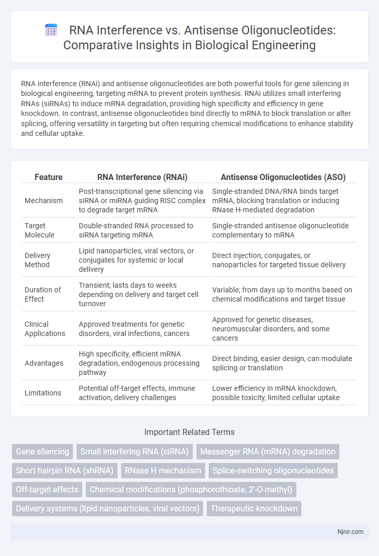 RNA Interference vs. Antisense Oligonucleotides: Comparative Insights in Biological Engineering