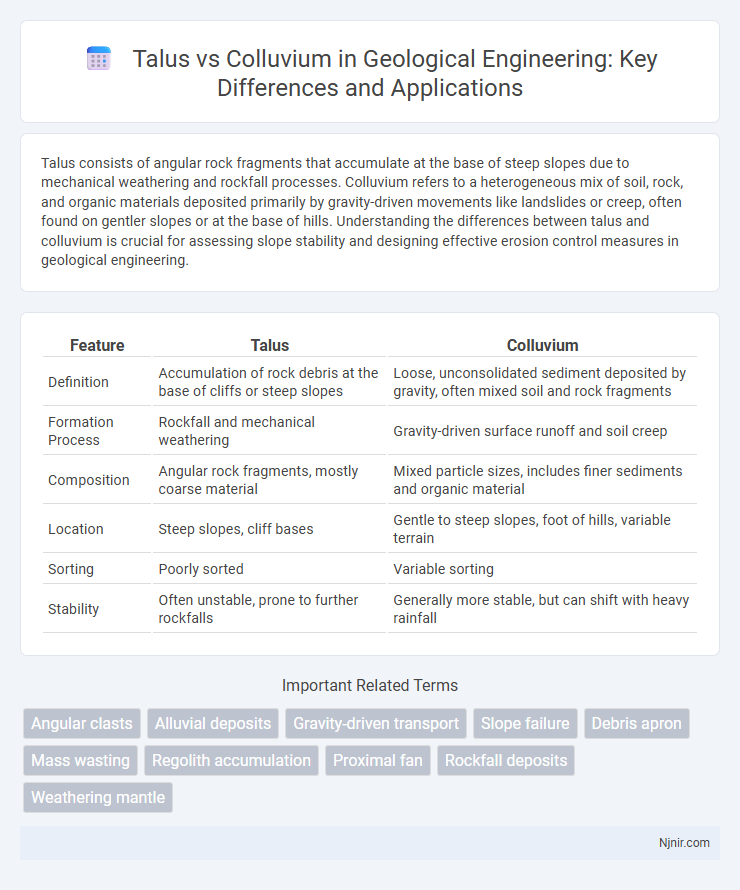 Talus vs Colluvium in Geological Engineering: Key Differences and Applications