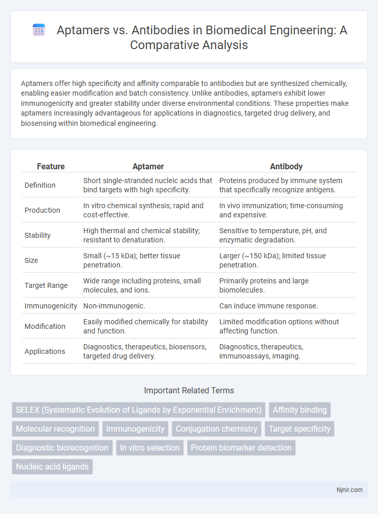 Aptamers vs. Antibodies in Biomedical Engineering: A Comparative Analysis