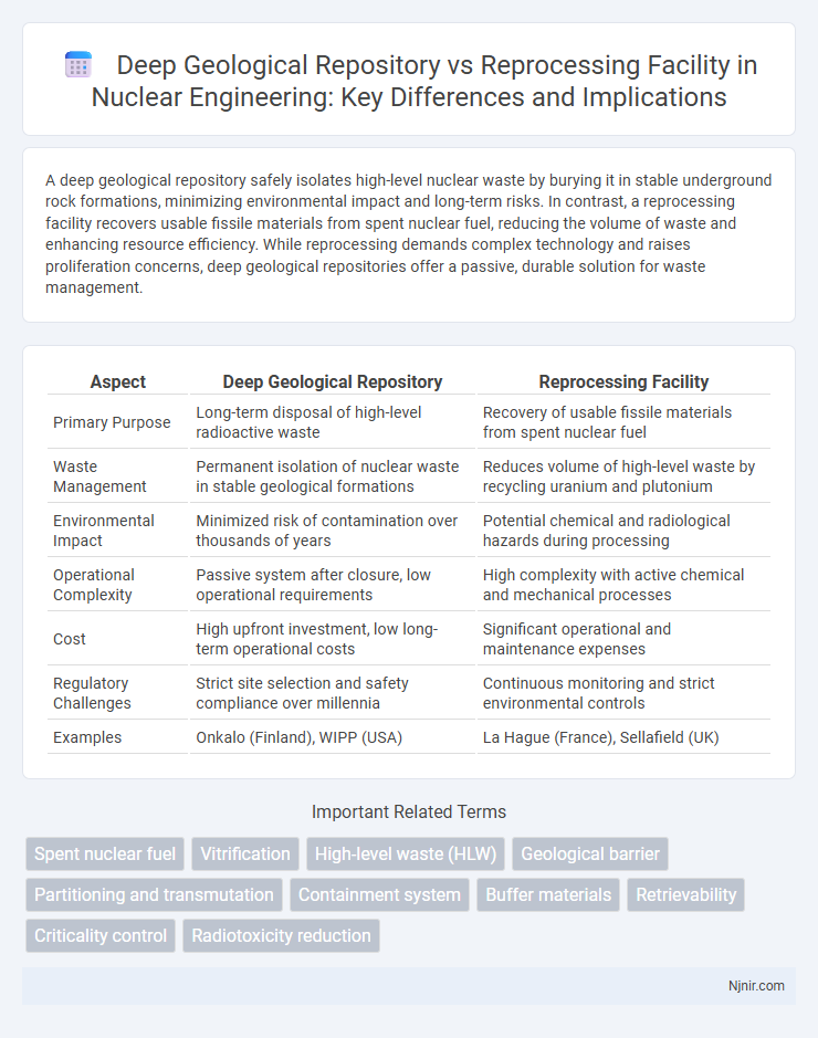 Deep Geological Repository vs Reprocessing Facility in Nuclear Engineering: Key Differences and Implications