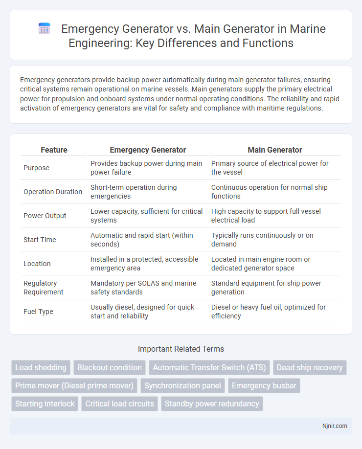 Emergency Generator vs. Main Generator in Marine Engineering: Key Differences and Functions