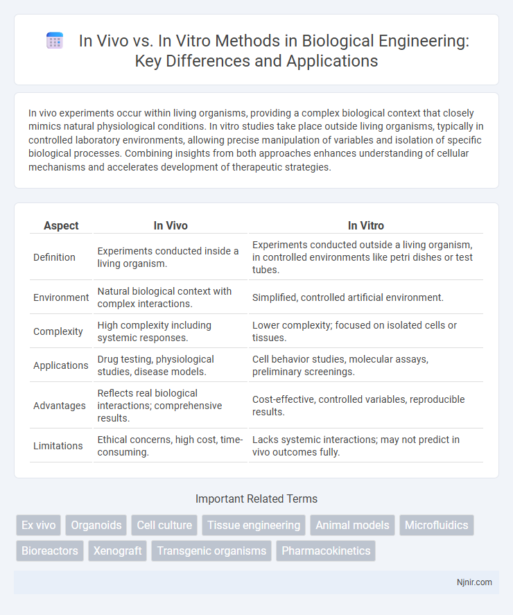 In Vivo vs. In Vitro Methods in Biological Engineering: Key Differences and Applications