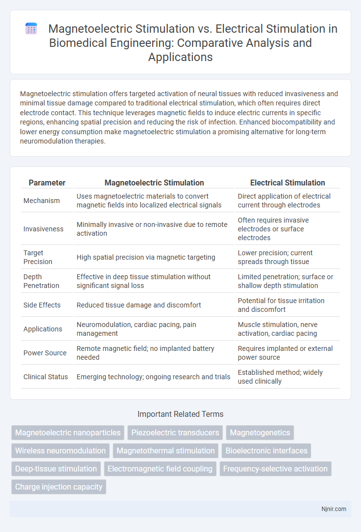 Magnetoelectric Stimulation vs. Electrical Stimulation in Biomedical Engineering: Comparative Analysis and Applications