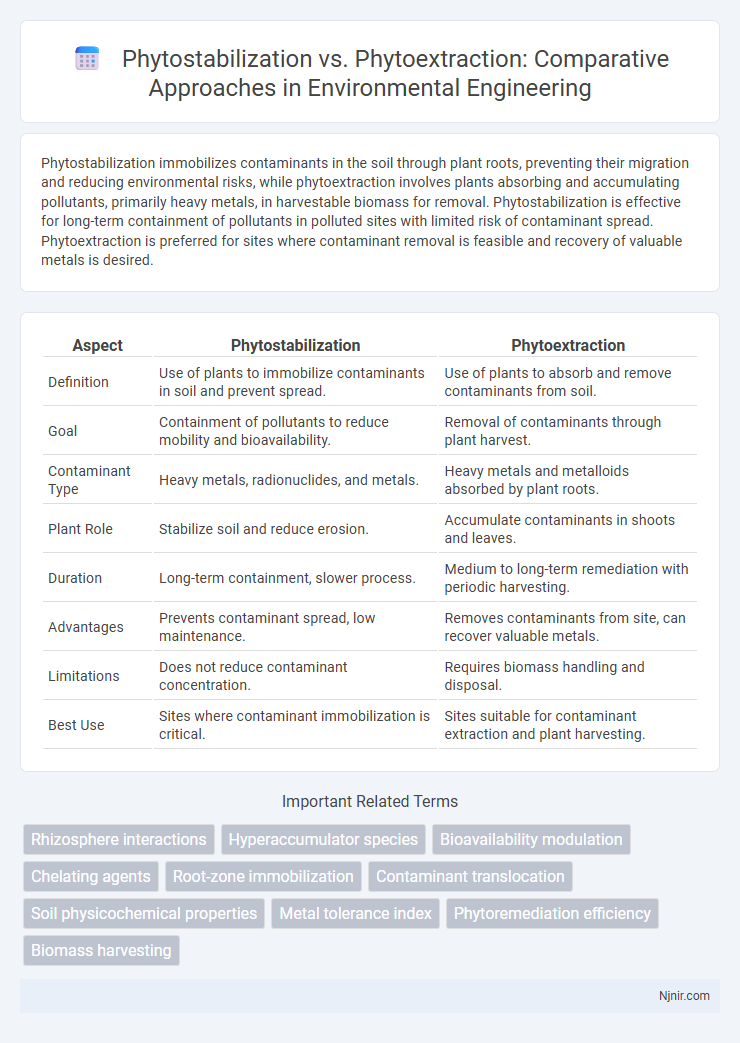 Phytostabilization vs. Phytoextraction: Comparative Approaches in Environmental Engineering