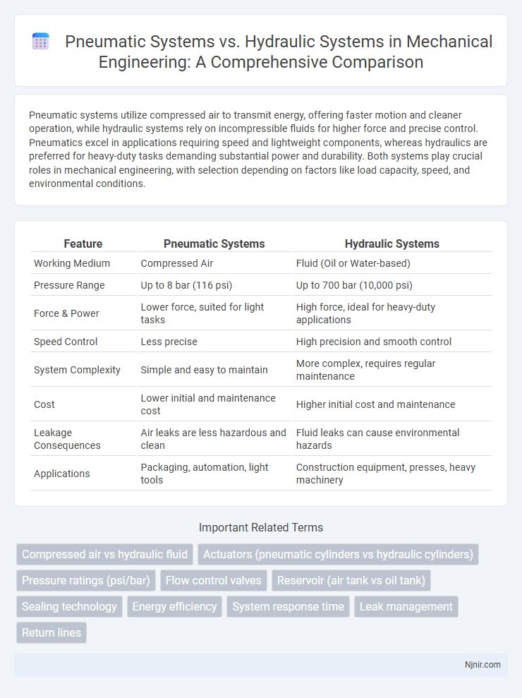 Pneumatic Systems vs. Hydraulic Systems in Mechanical Engineering: A Comprehensive Comparison